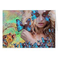 BLAUER SCHMETTERLING IN TEAL GRÜN GOLD FUNKELN