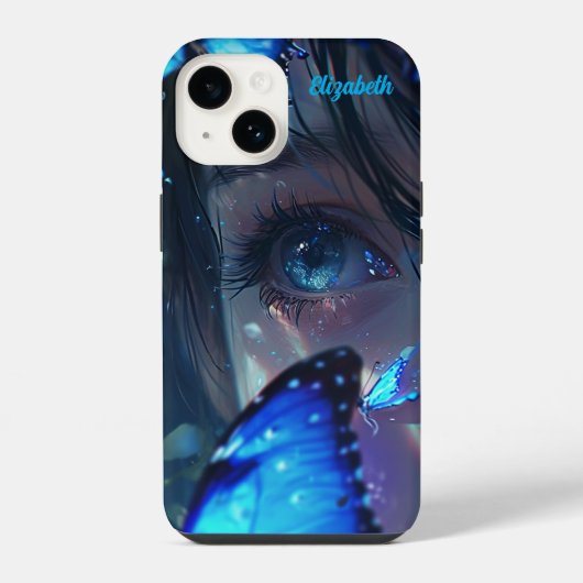 Blauer Schmetterling iPhone Hülle (Rückseite)