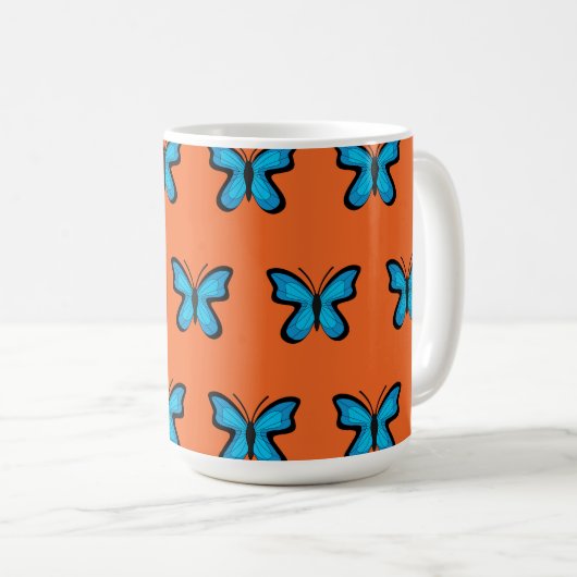 Blauer Schmetterling Kaffeetasse (VorderseiteRechts)