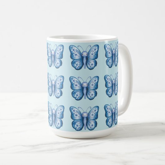 Blauer Schmetterling Kaffeetasse (VorderseiteRechts)