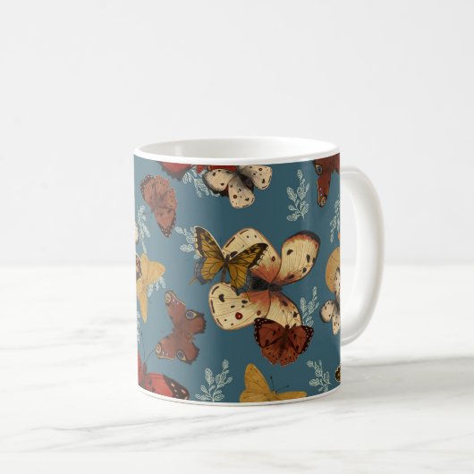 Blauer Schmetterling Kaffeetasse (VorderseiteRechts)