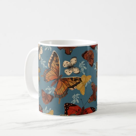 Blauer Schmetterling Kaffeetasse (Vorderseite Links)