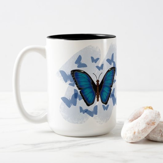Blauer Schmetterling - Kaffeetasse (Mit Donut)