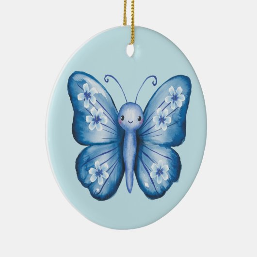 Blauer Schmetterling Keramik Ornament (Rechts)