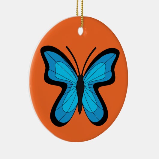 Blauer Schmetterling Keramik Ornament (Rechts)
