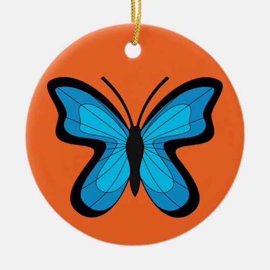 Blauer Schmetterling Keramik Ornament (Vorne)
