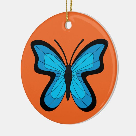 Blauer Schmetterling Keramik Ornament (Links)
