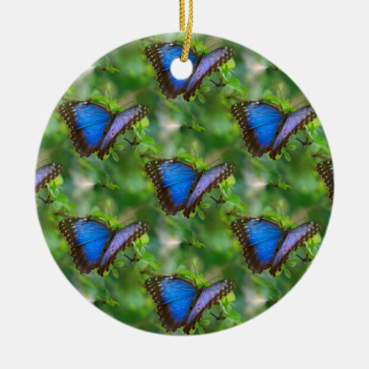 Blauer Schmetterling Keramik Ornament (Vorne)
