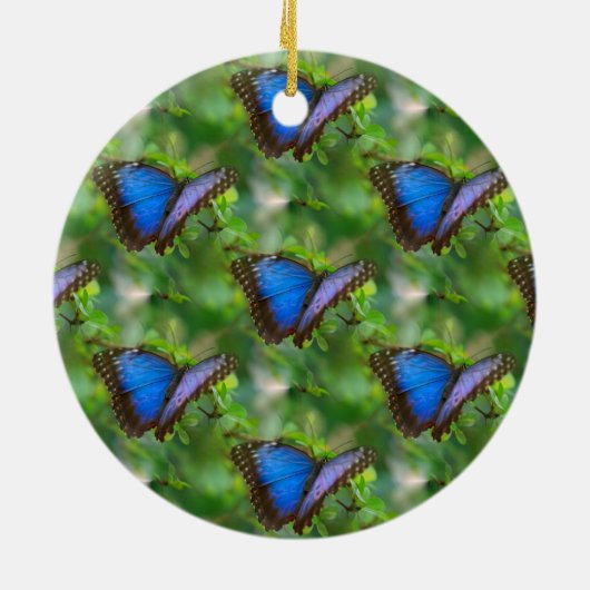 Blauer Schmetterling Keramik Ornament (Hinten)