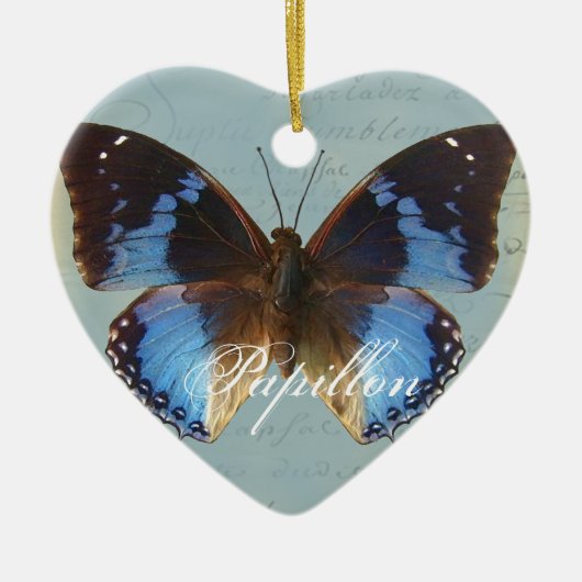 Blauer Schmetterling Keramikornament (Vorne)