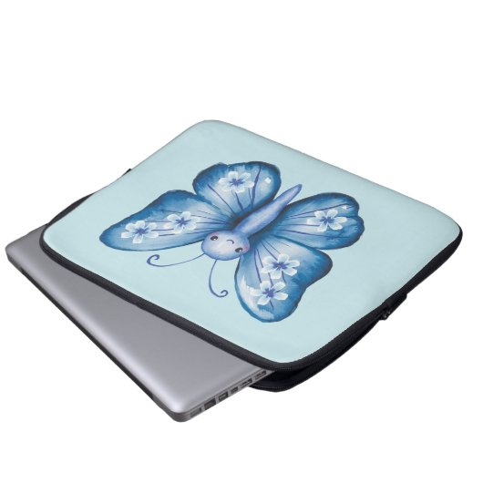 Blauer Schmetterling Laptopschutzhülle (Vorne Knopf)