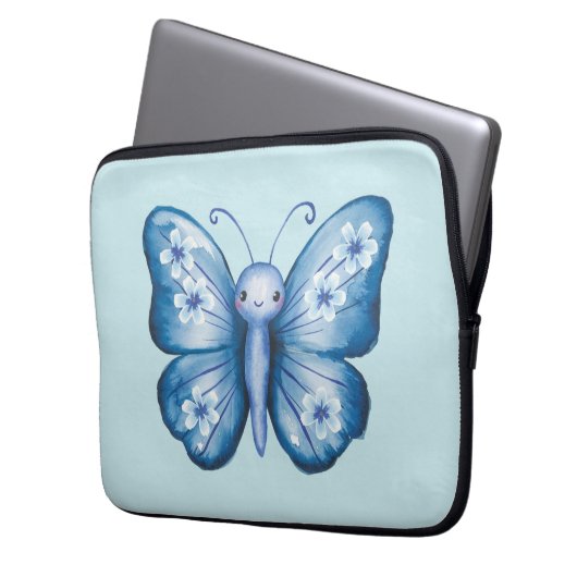 Blauer Schmetterling Laptopschutzhülle (Vorderseite Links)