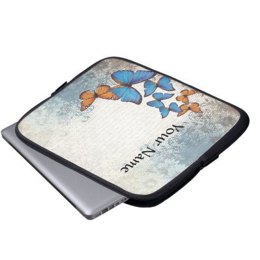 Blauer Schmetterling Laptopschutzhülle (Vorne Knopf)