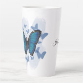 Blauer Schmetterling - Latte Tasse (Vorderseite)