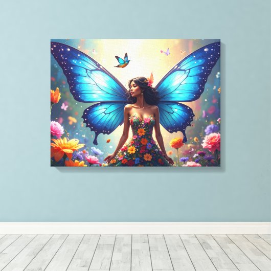 Blauer Schmetterling Leinwanddruck (Insitu (Holzboden))