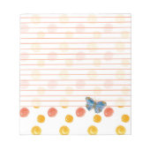 Blauer Schmetterling Lined Orange Polka Dots Notizblock (Vorderseite)