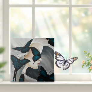 Blauer Schmetterling Maskerade Elegante Fantasie Fliese