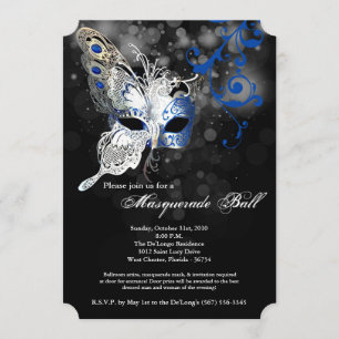 Blauer Schmetterling Masquerade Maskenkostüm Hallo Einladung