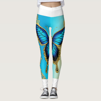 Blauer Schmetterling, metalisch, Leggings