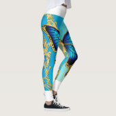 Blauer Schmetterling, metalisch, Leggings (Rechts)