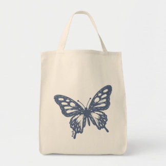 Blauer Schmetterling Minimale Naturkunst von Papil Tragetasche