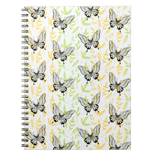 Blauer Schmetterling mit goldenen Blätter Notizblock (Vorderseite)