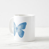 Blauer Schmetterling mit Herzen Kaffeetasse (Vorderseite Links)