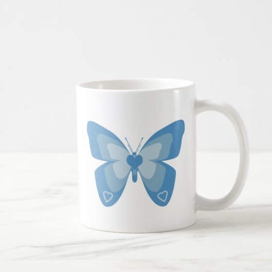 Blauer Schmetterling mit Herzen Kaffeetasse (Rechts)