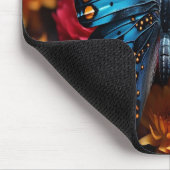 Blauer Schmetterling mit schwarzen Orangenspitzen Mousepad (Ecke)