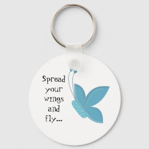 Blauer Schmetterling mit Spruch Schlüsselanhänger