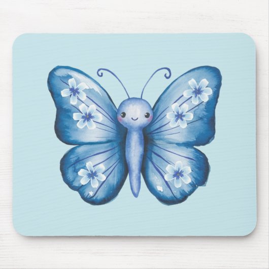 Blauer Schmetterling Mousepad (Vorne)