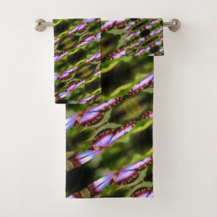 Blauer Schmetterling Nahes Naturmuster Badhandtuch Set