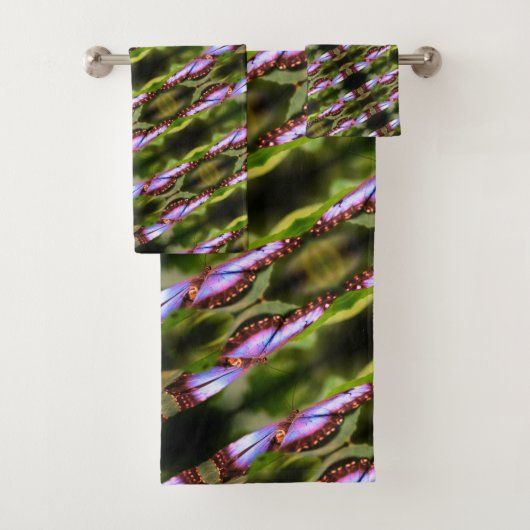 Blauer Schmetterling Nahes Naturmuster Badhandtuch Set (Insitu)