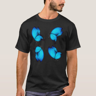 Blauer Schmetterling Nahtloses Muster T-Shirt