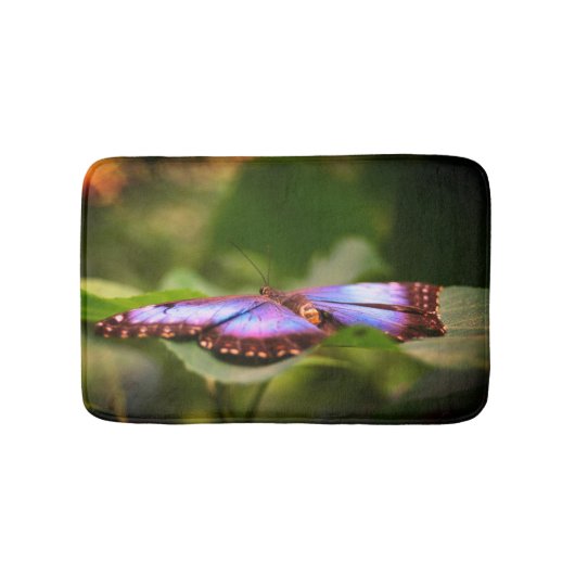 Blauer Schmetterling Natur Nah  Badematte (Vorderseite)