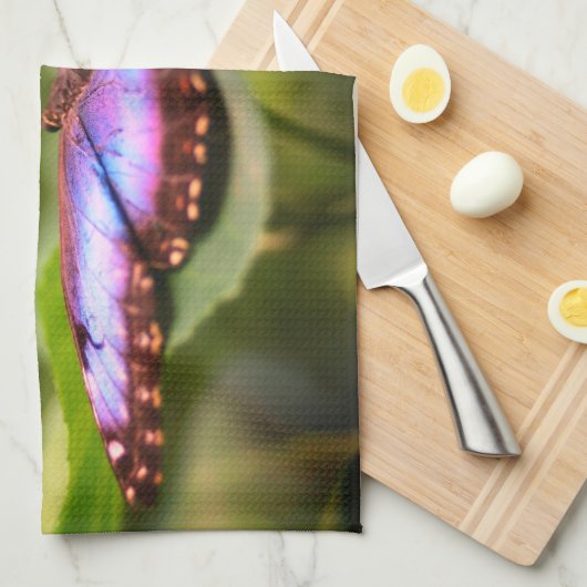 Blauer Schmetterling Natur Nah Geschirrtuch (Viertel Falte)
