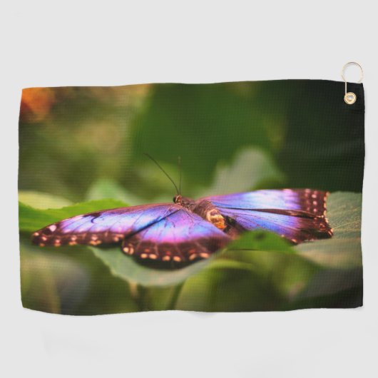Blauer Schmetterling Natur Nah Golfhandtuch (Horizontal)