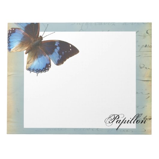 Blauer Schmetterling Notizblock (Vorderseite)