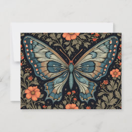 Blauer Schmetterling Orange Blumen Postkarte