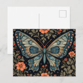 Blauer Schmetterling Orange Blumen Postkarte (Vorne/Hinten)