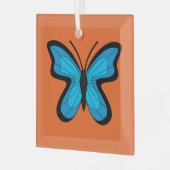 Blauer Schmetterling Ornament Aus Glas (Vorderseite links)