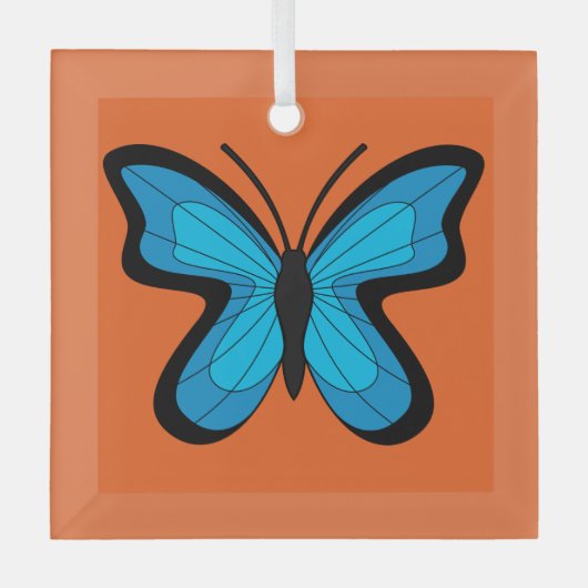 Blauer Schmetterling Ornament Aus Glas (Vorderseite)