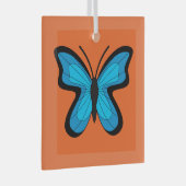 Blauer Schmetterling Ornament Aus Glas (Vorderseite Rechts)