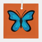 Blauer Schmetterling Ornament Aus Glas (Rückseite)