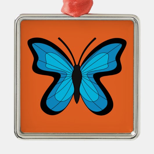 Blauer Schmetterling Ornament Aus Metall (Vorne)