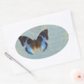 Blauer Schmetterling Ovaler Aufkleber (Umschlag)