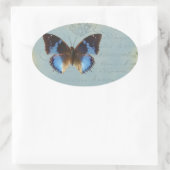 Blauer Schmetterling Ovaler Aufkleber (Tasche)