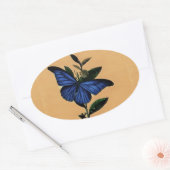 Blauer Schmetterling Ovaler Aufkleber (Umschlag)