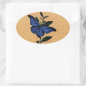 Blauer Schmetterling Ovaler Aufkleber (Tasche)