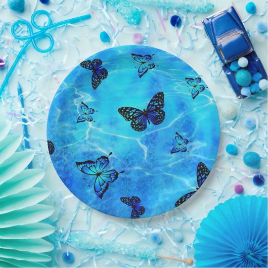 Blauer Schmetterling Pappteller (Party)